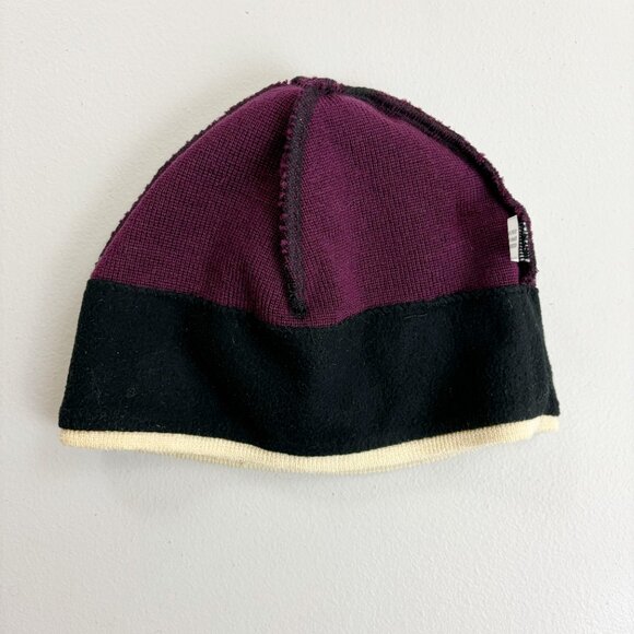 JYTTE Wool Knit Winter Beanie Cap Snow Hat Maroon Purple Stripe Fleece Band - Picture 10 of 11